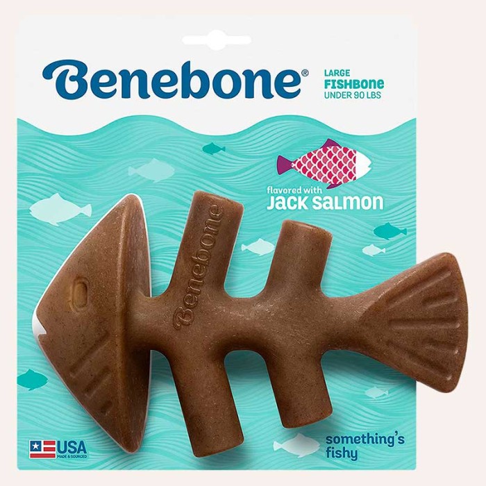 Іграшка міцна для жування Benebone Рибна кістка, зі смаком лосося - Large, для собак вагою до 40 кг 