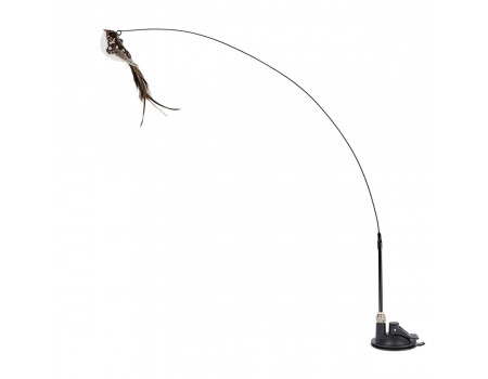 Іграшка для котів WAUCAT Fun Teaser дражнилка на присосці з пташкою, білий, пластик, перо, 80 см