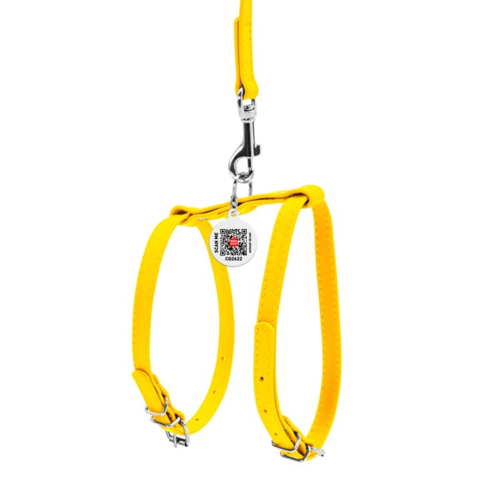 Шлея Collar "WAUDOG GLAMOUR" с поводком для кошек, мелких собак ш 12мм, желтый