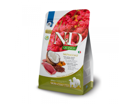 Сухий дієтичний корм N&D Quinoa Skin&Coat для дорослих собак середніх та великих порід, при харчовій алергії, перепілка, кіноа, кокос та куркума, 2,5 кг 41951