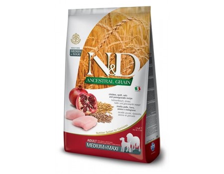 Низькозерновий сухий корм Farmina N&D Low Grain, для собак середніх і великих порід старше 7 років, курка-гранат, (36414) 2.5 кг