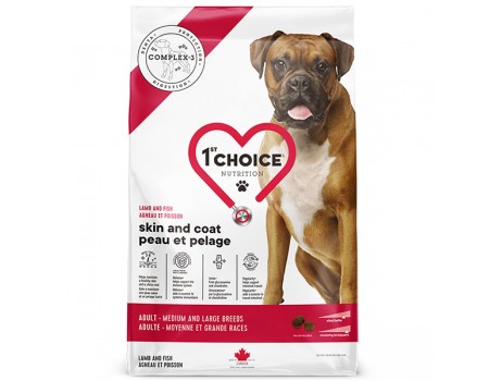 Сухий корм 1st Choice Adult Skin and Coat, для собак середніх і великих порід, ягня і риба, 5 кг