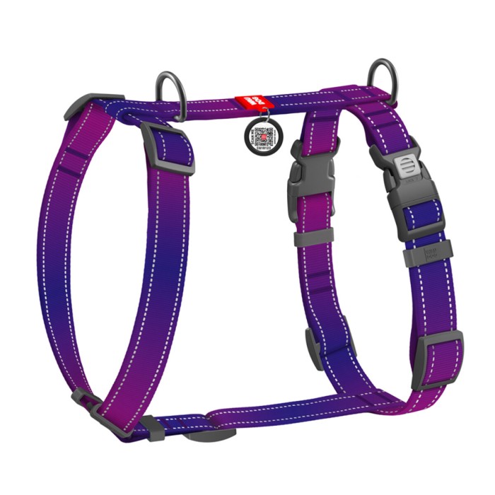 Шлея для собак H-подібна WAUDOG Nylon Mono QR світловід. розмір S Ш 15мм A 30-45см B 35-45см фіолет.