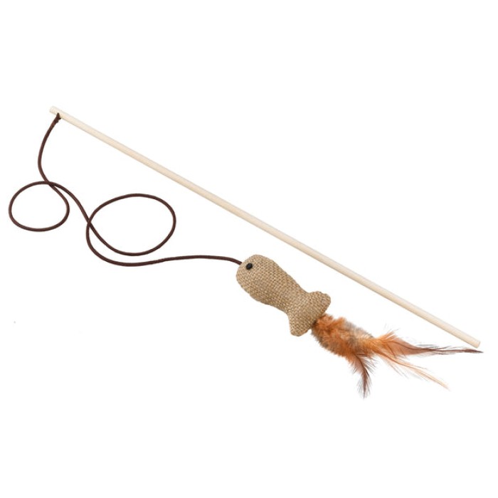 Ferplast PA 4998 WOODEN CAT WHIP Игрушка для кошек из дерева и сизаля, ? 0,6 x 40 см