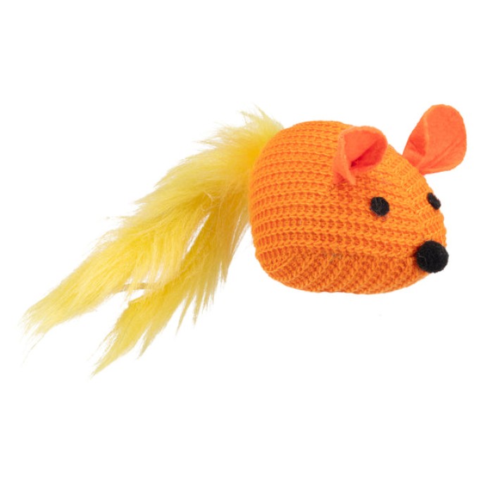 Ferplast PA 5414 MOUSE PLUMED (x2) Игрушка для кошек из полиэстра, с перьями, 14 x h 7,5 см