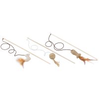 Ferplast PA 4998 WOODEN CAT WHIP Игрушка для кошек из дерева и сизаля, ? 0,6 x 40 см