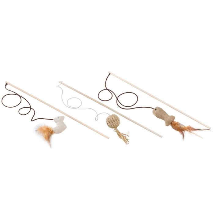 Ferplast PA 4998 WOODEN CAT WHIP Игрушка для кошек из дерева и сизаля, ? 0,6 x 40 см