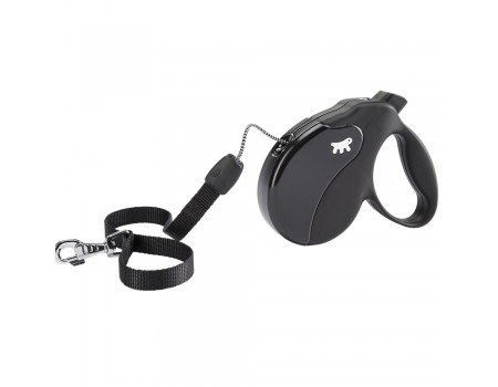 Ferplast AMIGO CORD S Поводок-рулетка для собак cо шнуром, черная, 3,6 м, 14 кг