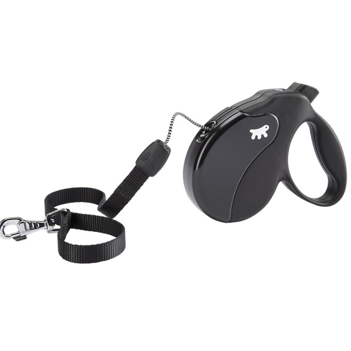 Ferplast AMIGO CORD S Повідець-рулетка для собак зі шнуром, чорна, 3,6 м, 14 кг