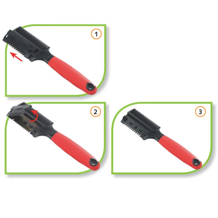 Ferplast  GRO 5991 RAZOR COMB Двусторонняя расческа-триммер с лезвиями для собак  18,3 x 4,5 x h 1,8 cm