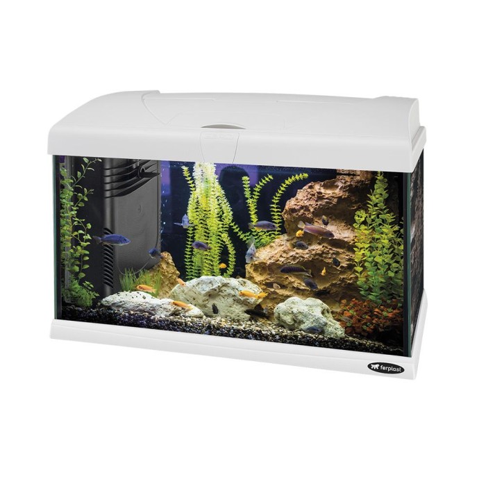 Ferplast Capri 50 Акваріум скляний з LED-освітленням, білий 52 x 27 xh 36 cm - 40 л