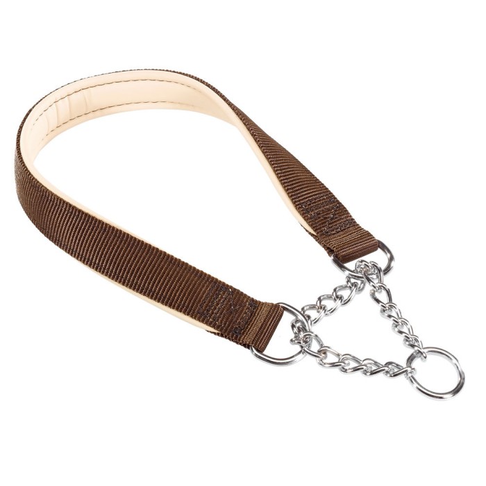 Ferplast DAYTONA CSS15/40 COLLAR BROWN  Нейлоновый ошейник с металлической цепочкой для собак  А- 40 см, В- 15 мм