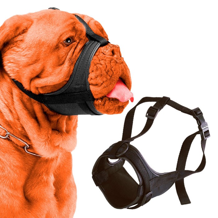 Ferplast  SAFE MUZZLE BOXER BLACK  Регулируемый намордник с мягкой подкладкой для собак A: 50?80 cm - B: 20?30 cm - C: 10 cm