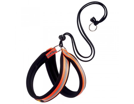 Ferplast  AGILA REFLEX 1 HARNESS ORANGE   светоотражающая шлейка для собак с эластичным шнуром , оранжевая, А-В  26-38 см х 15 мм