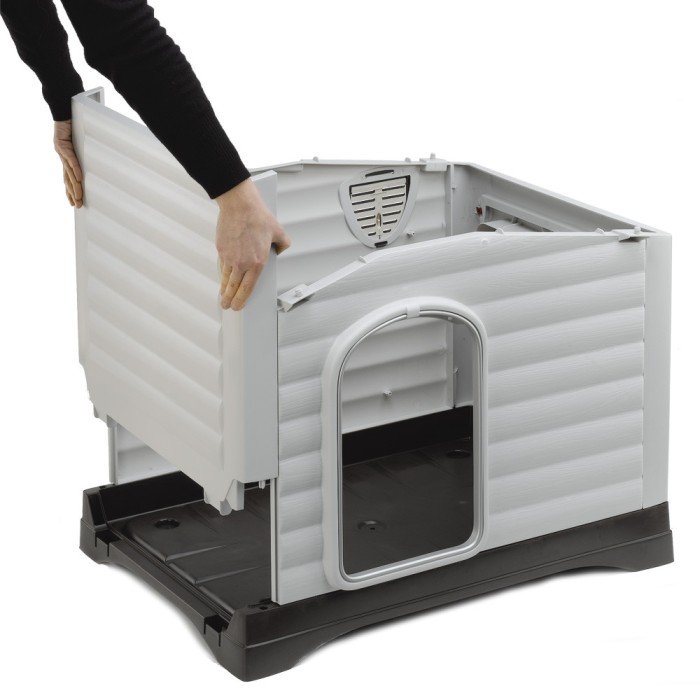 Ferplast DOGVILLA 1110 Пластикова будка із запатентованою системою відкривання бічної панелі, 111x84x79 см