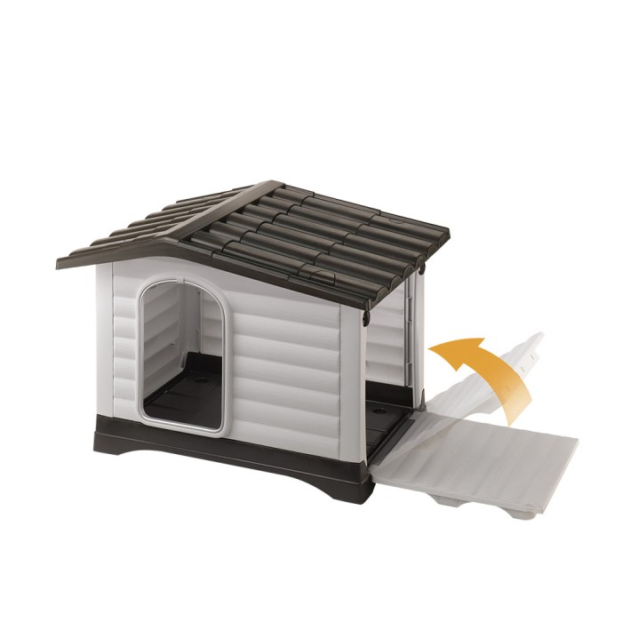 Ferplast DOGVILLA 1110 Пластикова будка із запатентованою системою відкривання бічної панелі, 111x84x79 см