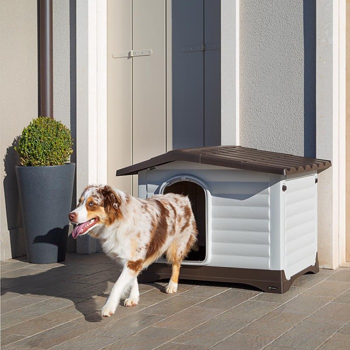 Ferplast DOGVILLA 90 Пластикова будка із запатентованою системою відкривання бічної панелі, 88x72x65 см