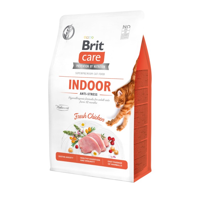 Brit Care Cat GF Indoor Anti-stress Сухой корм для кошек, живущих в помещении,  400 г, 