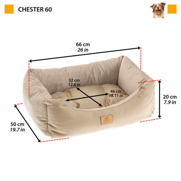 Ferplast CHESTER 60 BEDDING BLUE М'яке місце для собак та котів, 66 x 50 x 20 см