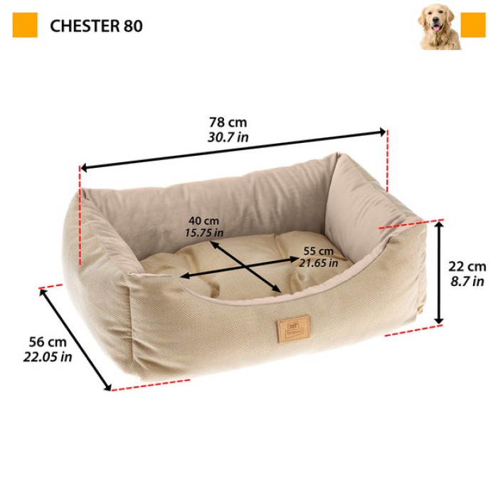 Ferplast CHESTER 80 BEDDING BLUE М'яке місце для собак та котів, 78 x 56 x 22 см