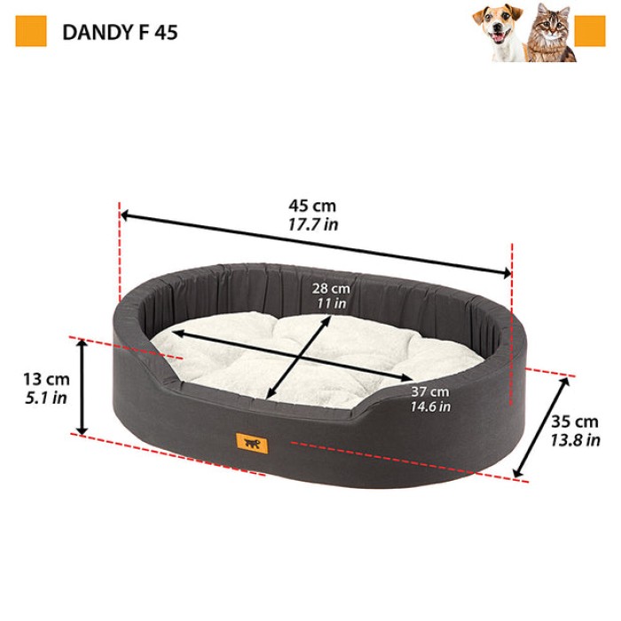 Ferplast DANDY 45 CUSH.HAIR BROWN-BEIGE Лежанка м'яке місце для котів та собак, 45х35х13 см