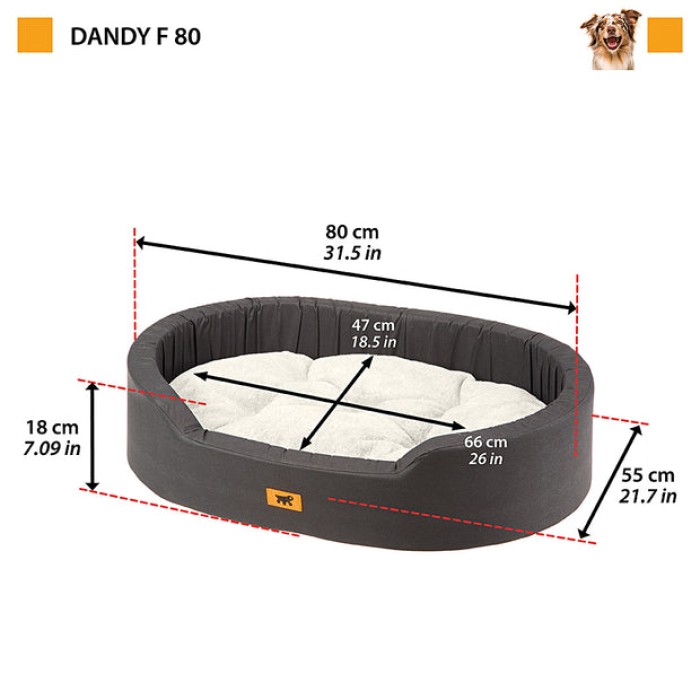 Ferplast DANDY 80 CUSH.HAIR BROWN-BEIGE Лежанка м'яке місце для котів та собак, 80х55х20см
