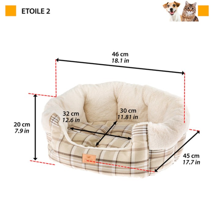 Ferplast ETOILE 2 BEIGE DOGBED М'яке місце для собак та котів, 45 x 46 x 20 см