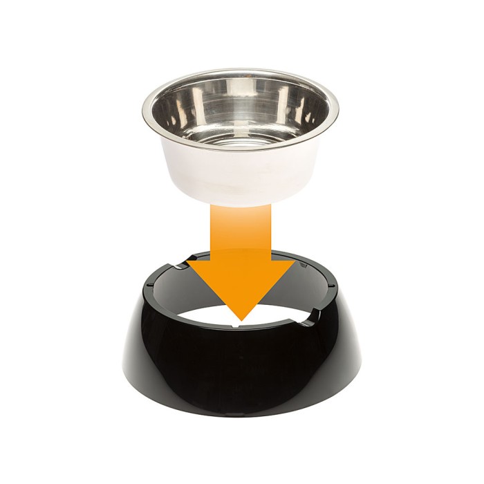 Ferplast  JOLIE L BLACK BOWL  Металлическая миска для собак и кошек в комплекте с пластиковой подставкой, ? 23.3 x 7,5 cm - 1.2 L
