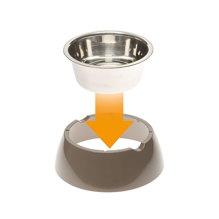 Ferplast JOLIE SM DOVE GREY BOWL Металева миска для собак та кішок в комплекті з пластиковою підставкою, ? 17,1 x 5,5 cm - 0,5 L