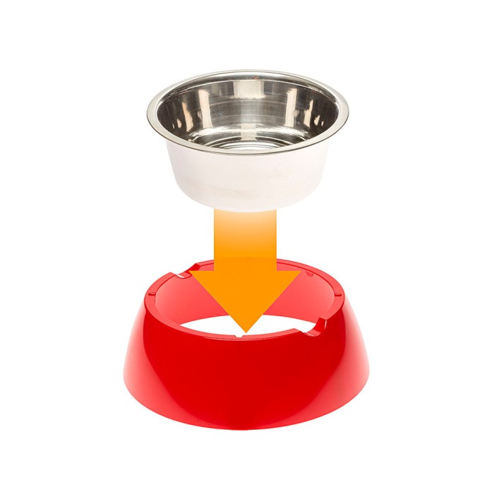 Ferplast  JOLIE M RED BOWL  Металлическая миска для собак и кошек в комплекте с пластиковой подставкой, ? 20 x 6.7 cm - 0,85 L