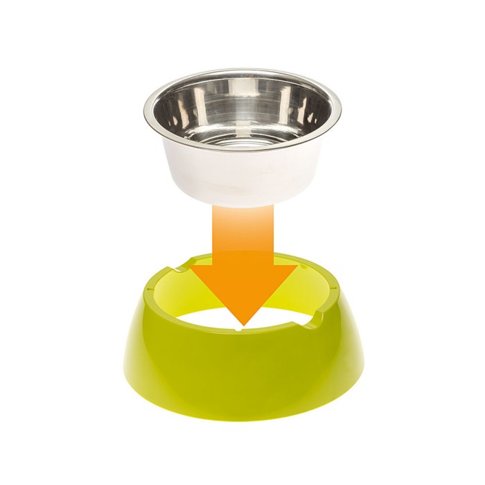 Ferplast JOLIE SM GREEN BOWL Металева миска для собак та кішок в комплекті з пластиковою підставкою, ? 17,1 x 5,5 cm - 0,5 L