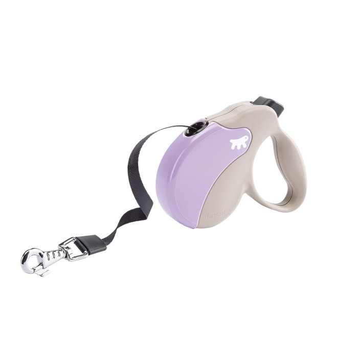Ferplast  AMIGO L TAPE BEIGE-PURPLE LEAD  Поводок-рулетка для собак c лентой,  16 х 3,8 х 15 см