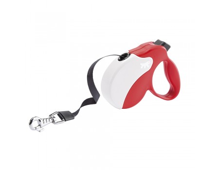 Ferplast AMIGO  M  TAPE RED-WHITE LEAD  Поводок-рулетка для собак c лентой,  15 х 3,6 х 14 см