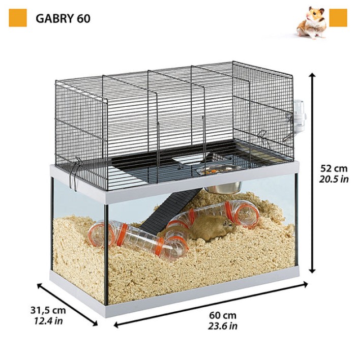 Ferplast  CAGE GABRY 60  Стеклянная клетка для песчанок  60 x 31,5 x h 52 cm
