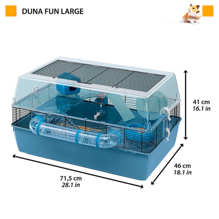 Ferplast CAGE DUNA FUN LARGE Триповерхова клітка для хом'яків з дахом, що відкривається 71,5 x 46 xh 41 cm