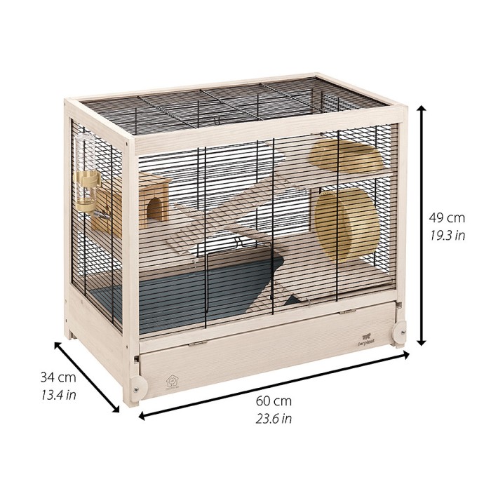 Ferplast CAGE HAMSTERVILLE BLACK Дерев'яна клітка для хом'яків та мишей 65 x 34 xh 49 cm