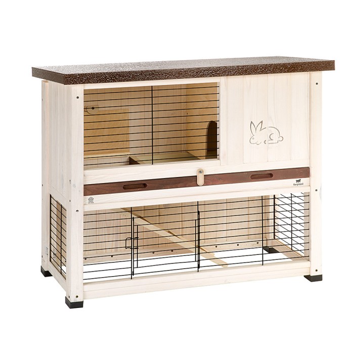Ferplast CAGE RANCH 100 BASIC WHITE/BRO Двохрівнева клітка для кроликів із північної сосни 92 x 47 xh 81 cm