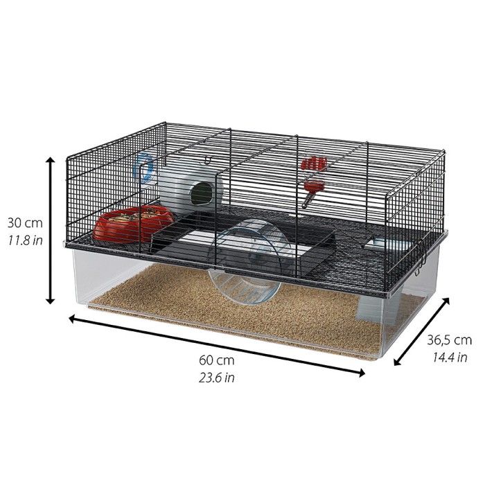 Ferplast CAGE FAVOLA BLACK Клітка для хом'яків із глибоким піддоном 60 x 36,5 xh 30 cm