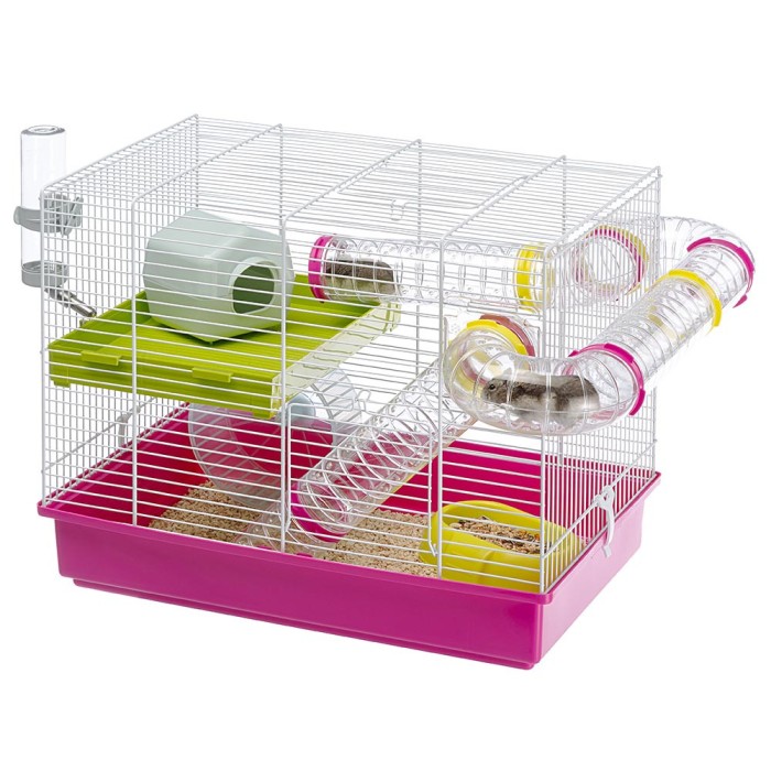 Ferplast CAGE LAURA Двоповерхова клітка для хом'яків, у комплекті з тунелями 46 x 29,5 xh 37,5 cm