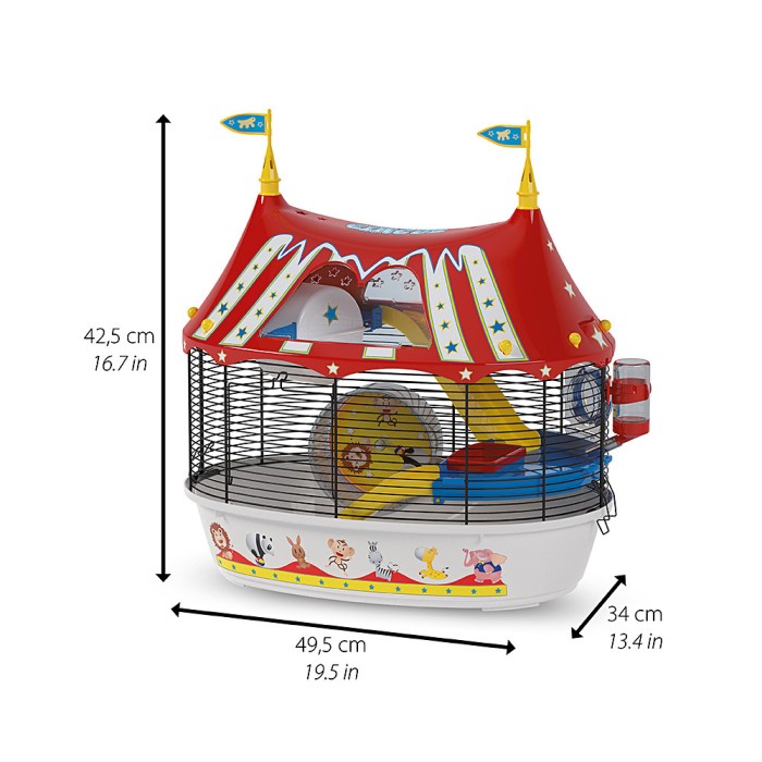 Ferplast CAGE CIRCUS FUN BLACK Клітка для хом'яків з кольоровими наклейками 49,5 x 34 xh 42,5 cm