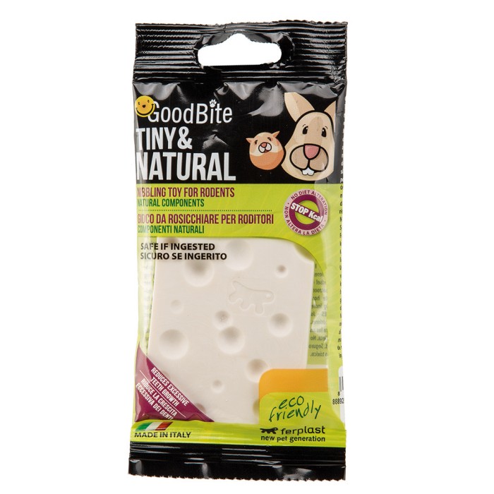Ferplast  GOODB TIN & NAT BAG CHEESE  Жевательная игрушка для грызунов в форме сыра. Натуральные ингредиенты. 7,1 x 5,9 x h 1,3 cm
