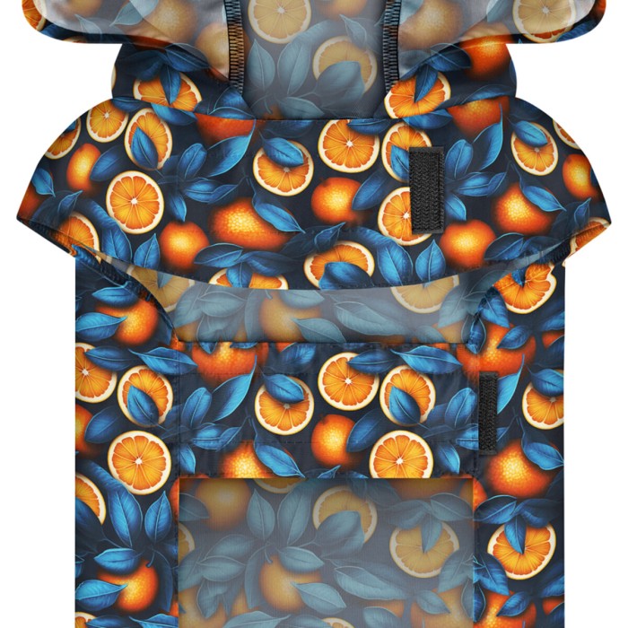 Дощовик-накидка з капюшоном для собак WAUDOG Clothes, малюнок "Апельсини", XXS, А 23-26 см, B 30-36 см