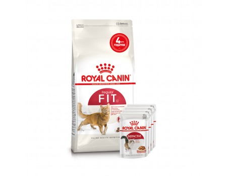 Акція // Сухий корм для дорослих котів ROYAL CANIN FIT32 2кг + 4 паучі в подарунок