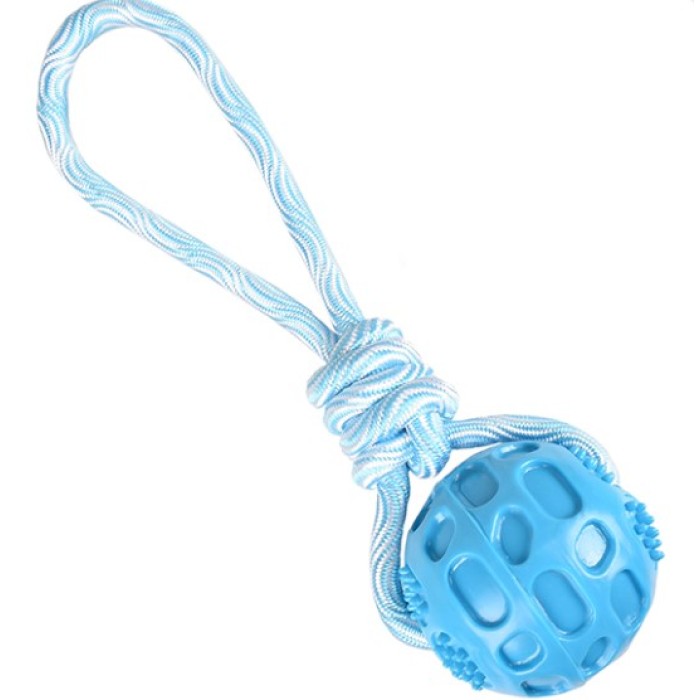 Flamingo Rudo Ball With Rope ФЛАМІНГО РУДО М'ЯЧ ІЗ МОЖЛИВОЮ іграшка для собак, 7,5х7,5х26,3 см, блакитний