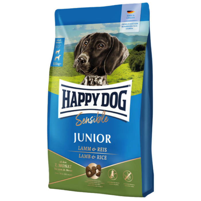 Happy Dog Sensible Junior Lamb and Rice безглютеновий  корм з ягням та рисом для молодих собак середніх та великих порід , 4 кг