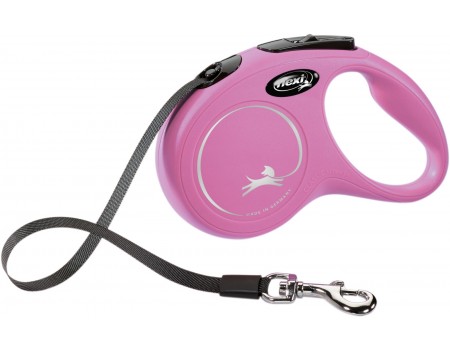 Повідець-Рулетка Flexi New Classic S Стрічка 5м рожевий