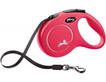 Поводок- Рулетка Flexi New Classic  L  Лента  8м красный 