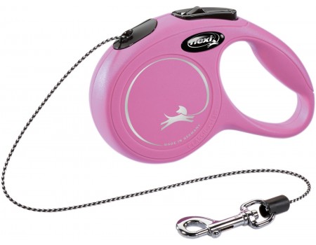 Поводок- Рулетка Flexi New Classic  XS Трос  3м розовый