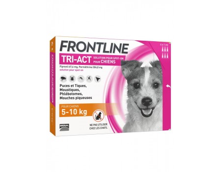 Frontline Tri-Act (Фронтлайн Три-Акт) капли от блох, клещей и комаров для собак весом от 5 до 10 кг , 1 пипетка
