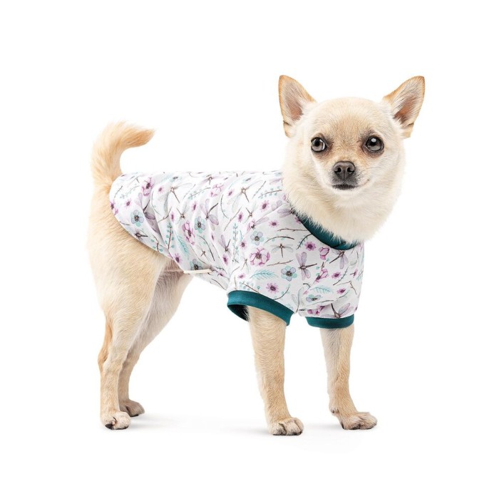 Футболка Pet Fashion Flora, для собак, хлопок, трикотаж, белый с цветочным принтом, S
